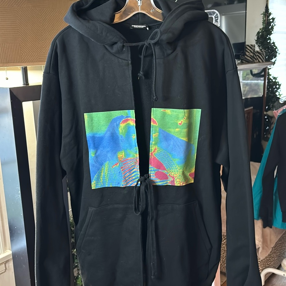Christian Dada graphic print oversized hoodie, black size 46